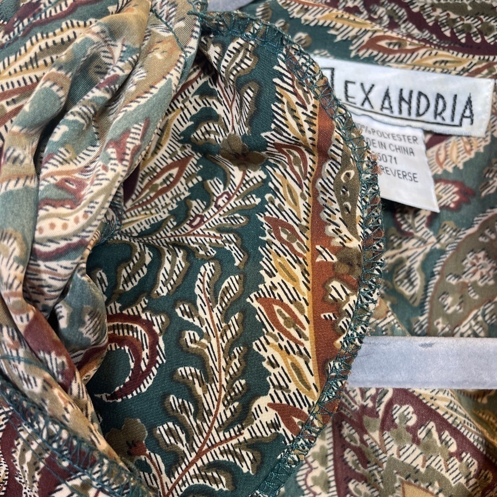 Vintage Alexandria Paisley Blouse Green Gold - Picture 9 of 9